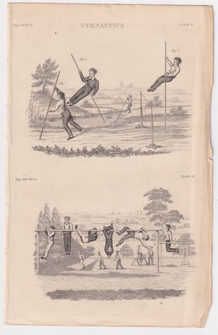 Antique Print, Gymnastics, 1802