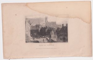 Antique Engraving Print, City of Lincoln, 1830