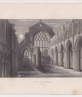 Antique Engraving Print, Holyrood Chapel, Edinburgh, 1848