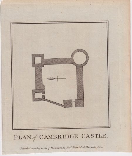 Antique Engraving Print, Plan of Cambridge Castle, 1786