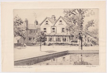 Original Etching by Alfred Hugh Fisher, Silchester House, Taplow