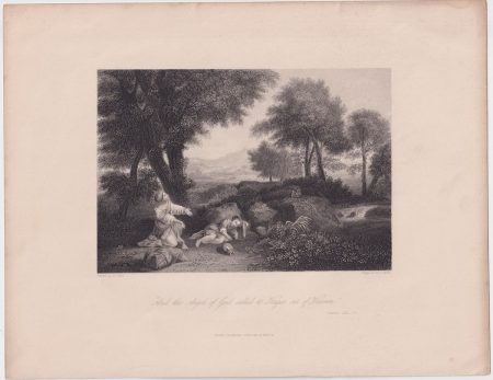Antique Engraving Print, And the Angel called to Agar, 1836