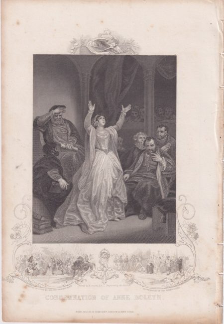 Antique Engraving Print, Condemnation of Anne Boleyn, 1845