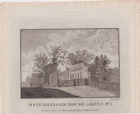 Antique Engraving Print, Ostenhanger House in Kent, 1795