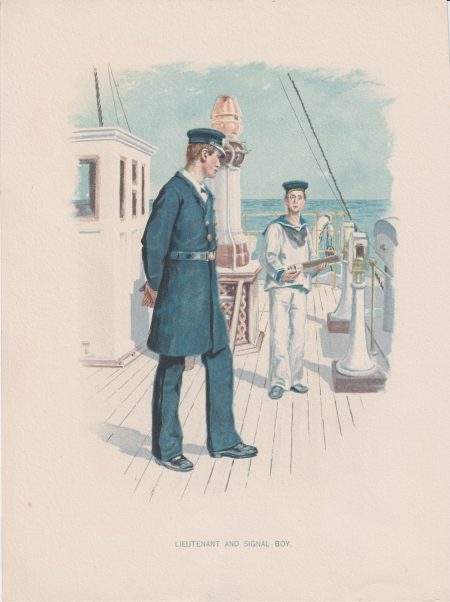 Vintage Print, Lieutenant and signal boy, 1890