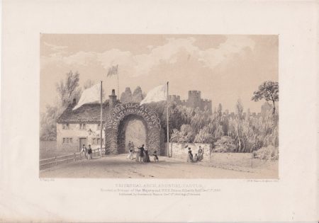 Antique Print, Triumphal Arch, Arundel Castle, 1846