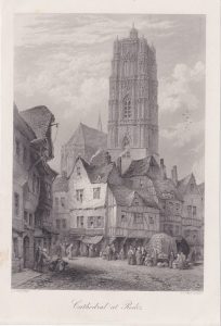 Antique Engraving Print, Cathedral of Rodez, 1870