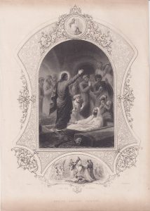 Antique Engraving Print, Christ Raising Lazarus, 1830 ca.