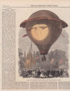 Antique Print, Montgolfier Balloon, 1864