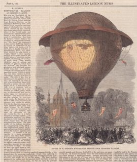 Antique Print, Montgolfier Balloon, 1864