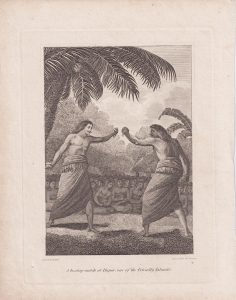 Antique Engraving print, A boxing match at Hapae, 1793 ca.