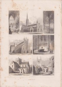 Antique Print, Salisbury, Winchester, 1851