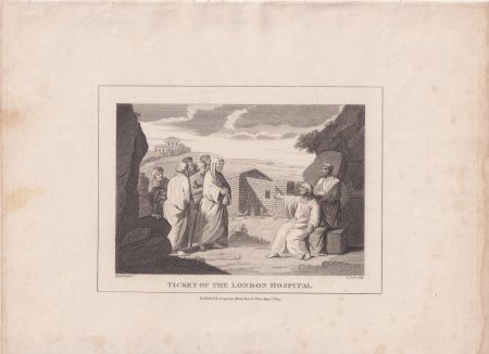 Antique Engraving Print, Ticket the London Hospital, 1809