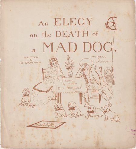 Antique Print, An Elegy on the Death of a Man Dog, 1890