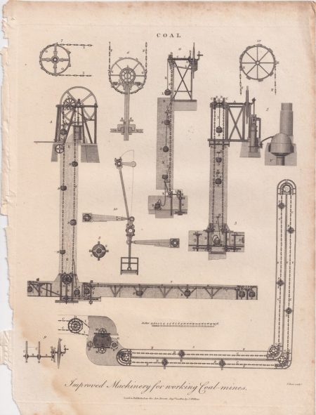 Antique Engraving Print, Improved Machinery, 1801