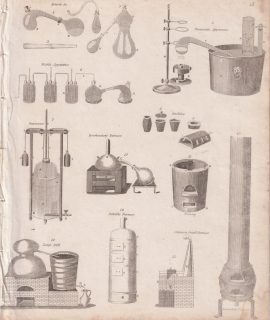 Antique Engraving Print, Chemistry, 1809