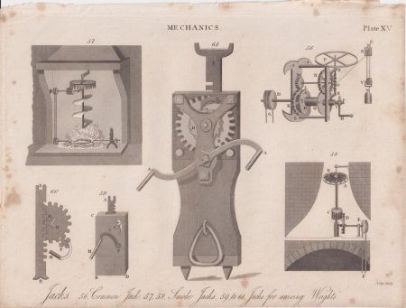 Antique Engraving Print, Jacks, Mechanics, 1816