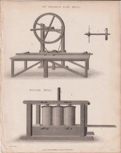 Antique Engraving Print, Sugar Mill, 1810