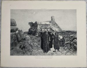 Antique Engraving Print, Evening in Finisterre, 1870