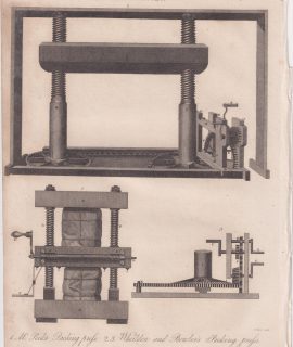 Antique Engraving Print, Packing-Presses, 1820
