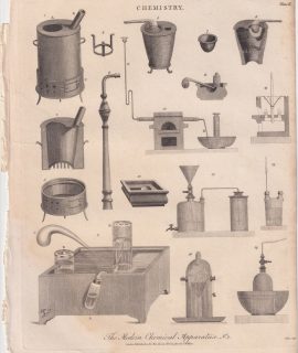 Antique Engraving Print, Chemistry, 1800