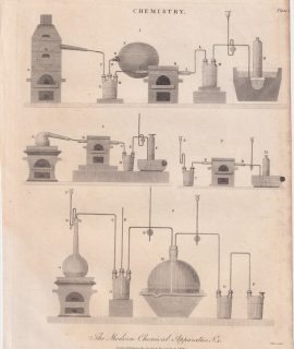 Antique Engraving Print, Chemistry, 1800