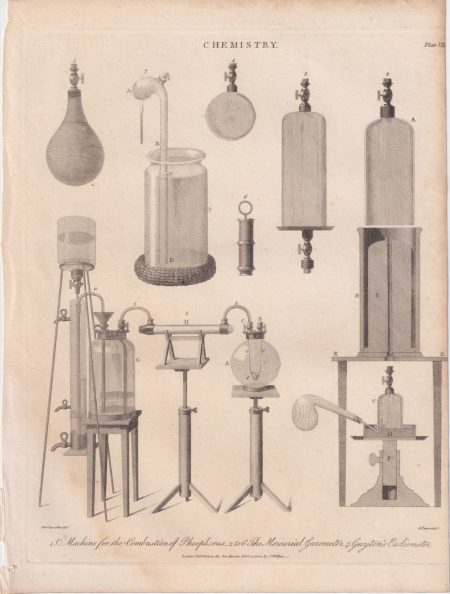 Antique Engraving Print, Chemistry, 1802
