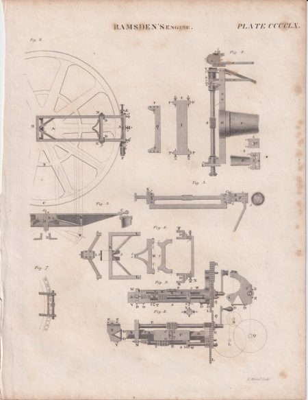 Antique Engraving Print, Ramsden's Engine, 1810