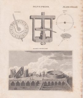 Antique Engraving Print, Olive Press, 1809