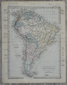 Antique map, South America,