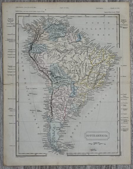 Antique map, South America,