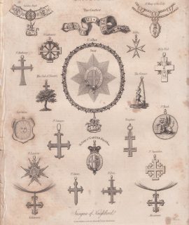 Antique Engraving Print, Knighthood, 1811