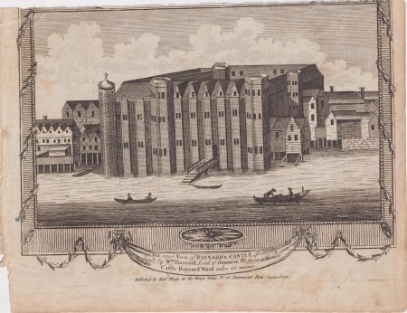 Antique Engraving Print, View of Baynard's Castle, 1784