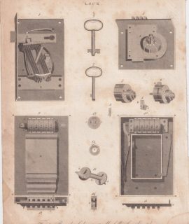 Antique Engraving Print, Lock, 1813