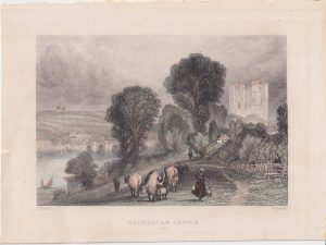 Antique Engraving Print, Rochester Castle, 1830 ca.
