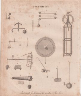 Antique Engraving Print, Hygrometry, 1810