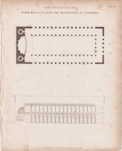 Antique Engraving Print, Architecture, Roman Basilica, 1804