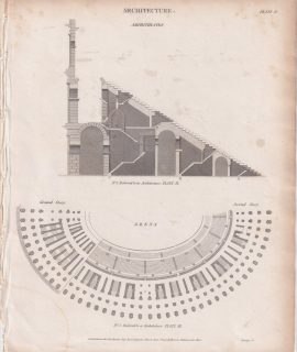 Antique Engraving Print, Architecture, 1819