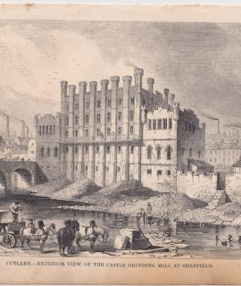 Antique Print, Castle Grinding Mill at Sheffield, 1870 ca.