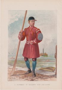 Antique Print, A Waterman in Doggett's Coat and Badge, 1870