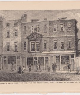 Antique Print, Old Houses in fetter Lane, 1870
