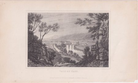 Antique Engraving Print, Vale of Taff, 1830