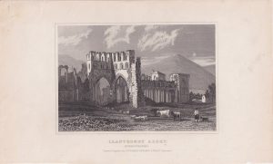 Antique Engraving Print, LLanthoney Abbey, 1830