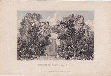 Antique Engraving Print, Dryburgh Abbey, Scotland, 1829
