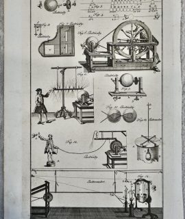 Antique Engraving Print, Electricity, 1860