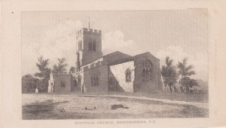 Antique Print, Stotfold Church, Bedfordshire, 1824