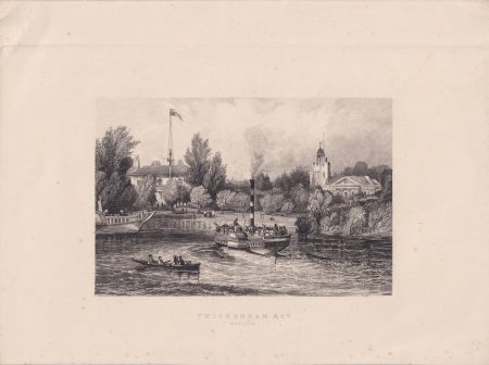 Antique Engraving Print, Twickenham Ait, Middlesex, 1840 ca.