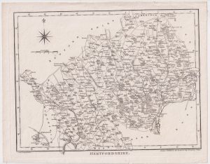 Antique Map, Hertfordshire, 1806