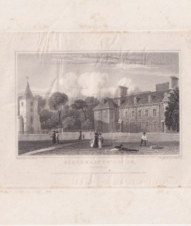 Antique Engraving Print, Aldermaston House, 1828