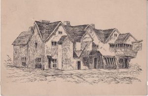 Antique Print,Typical English buildings, 1870 ca.